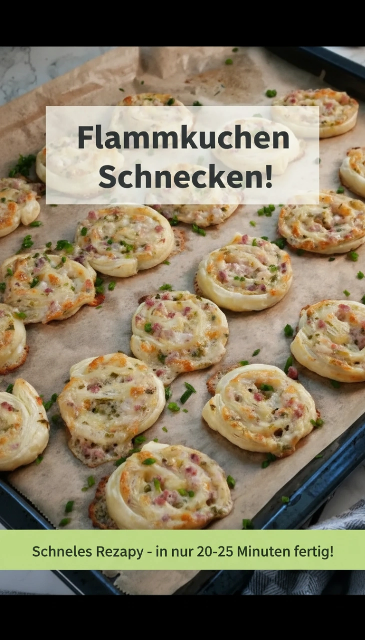 Flammkuchen Schnecken aus Blätterteig – schneller Snack