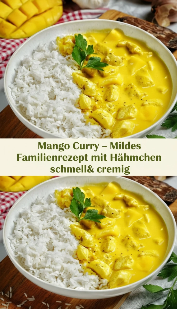Mango Curry – Mildes Familienrezept mit Hähnchen schnell& cremig