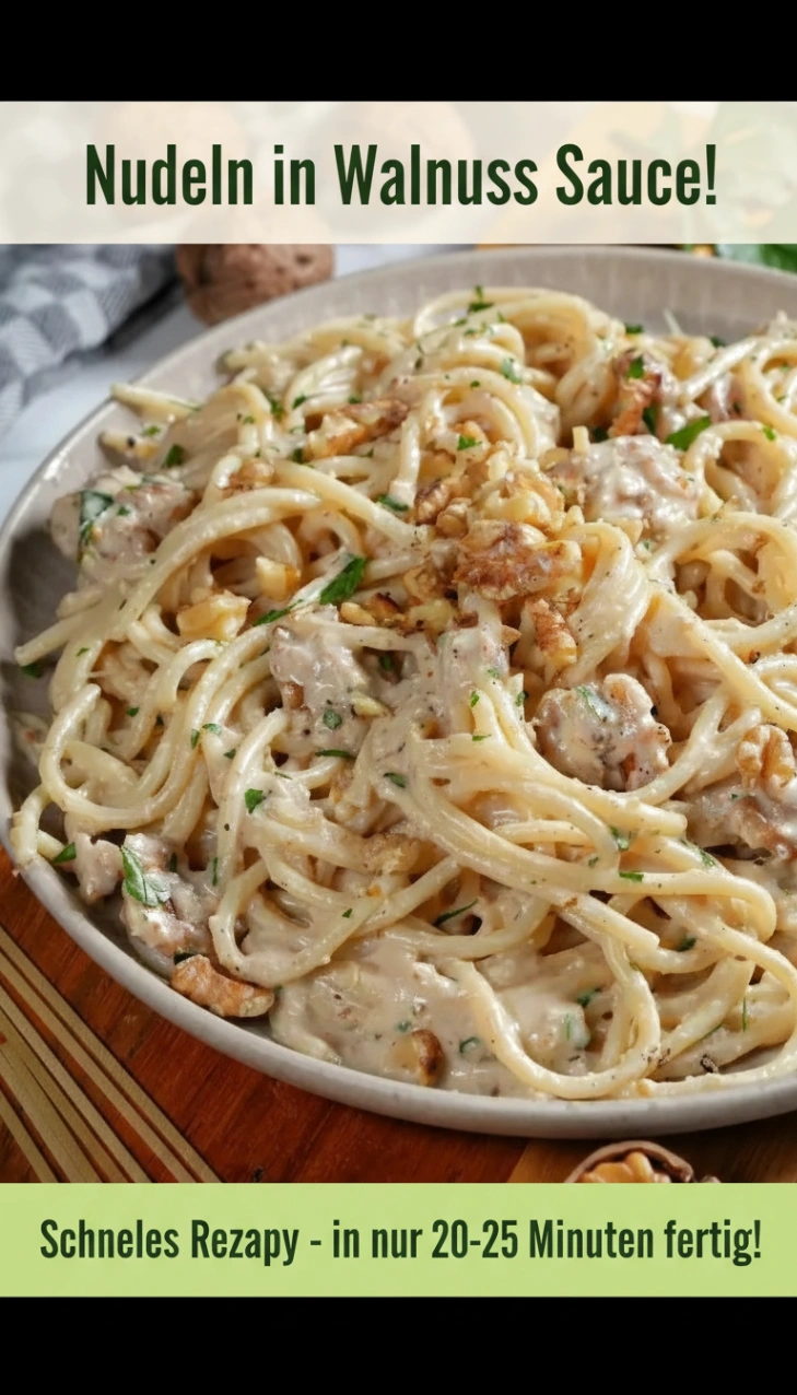 Nudeln in Walnuss Sauce – cremig, einfach & schnell gemacht pur!