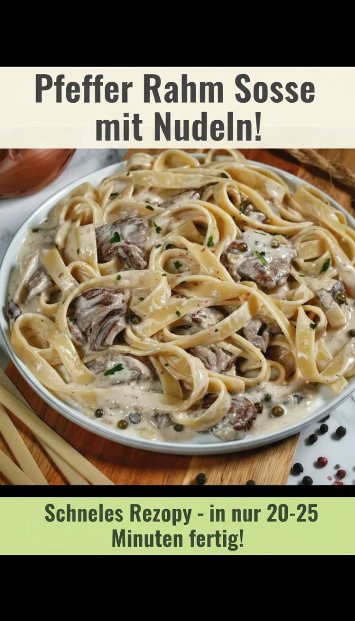 Pfeffer Rahm Sosse mit Nudeln – cremig, schnell & einfach