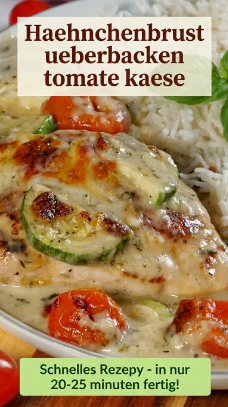 Haehnchenbrust ueberbacken tomate kaese einfaches ofen rezepten
