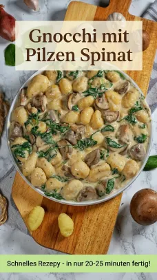 Gnocchi mit Pilzen Spinat – cremig, einfach & schnell