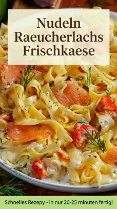 Nudeln Raeucherlachs Frischkaese – schnelles Rezept easy fix!