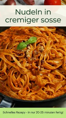 Nudeln in cremiger sosse mit burrata und walnuss einfach.